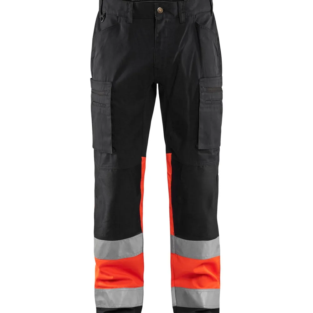 Huomiohousut 1551 Highvis Stretch musta/huomiopunainen*Blåkläder New