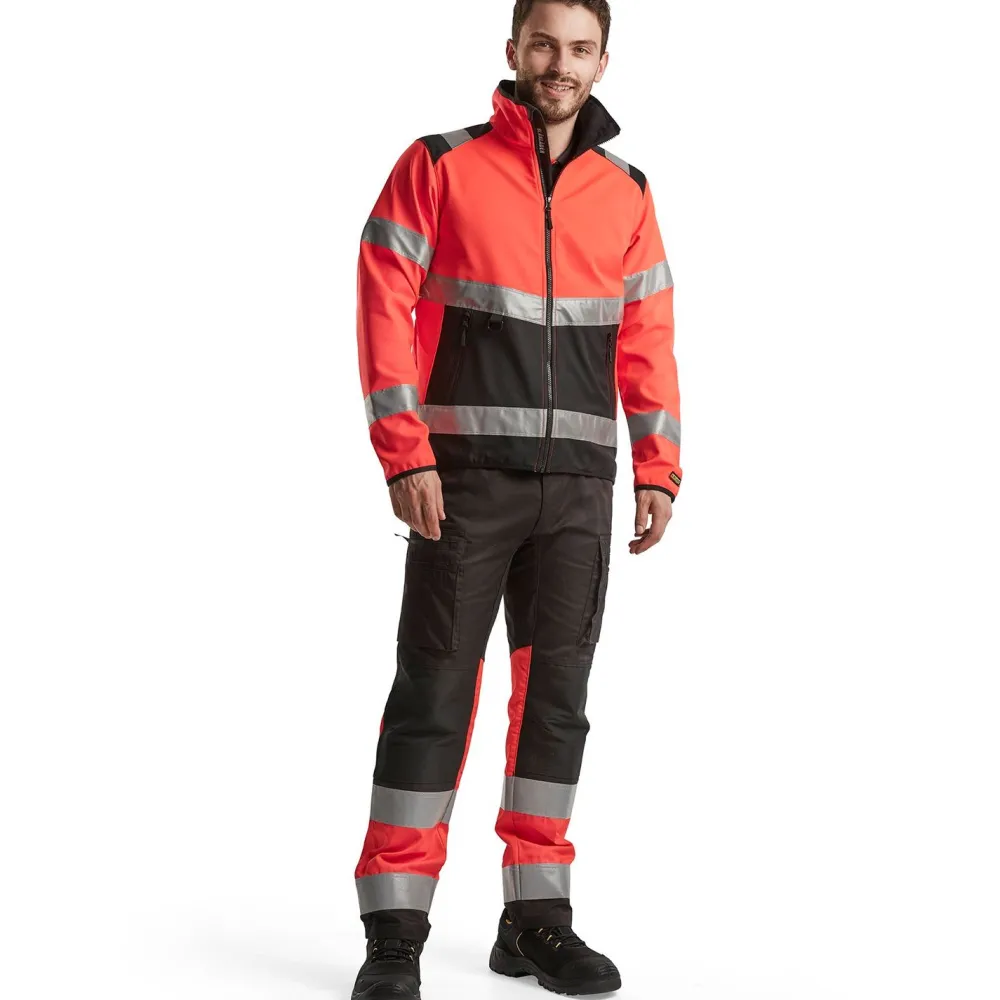 Huomiohousut 1551 Highvis Stretch musta/huomiopunainen*Blåkläder New