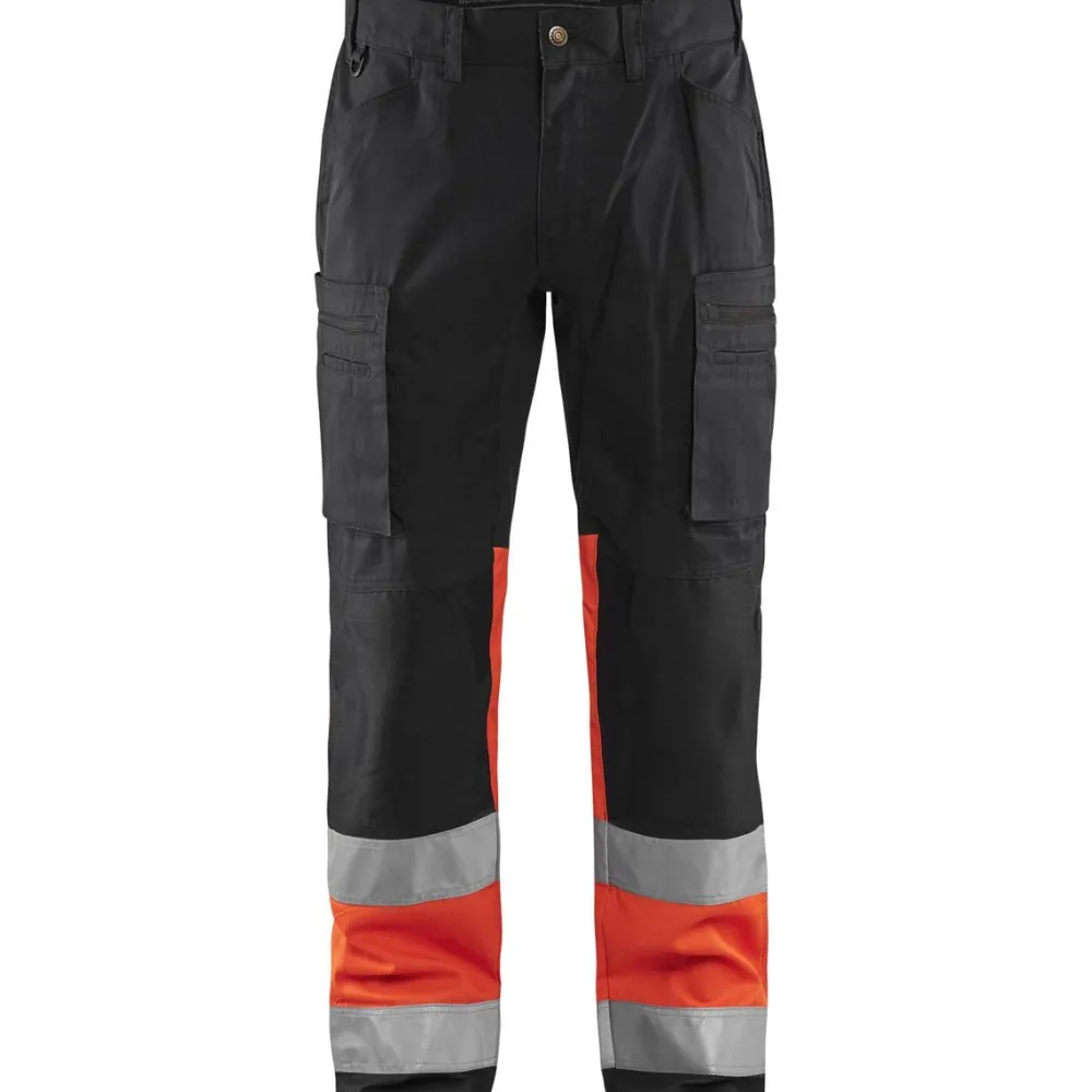Huomiohousut 1551 Highvis Stretch musta/huomiopunainen*Blåkläder New