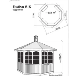 Huvimaja Festivo 8-kulmainen (9,5m²)*Jalotakka Sale