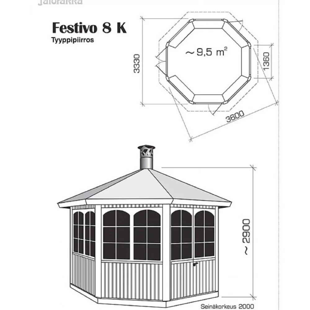 Huvimaja Festivo 8-kulmainen (9,5m²)*Jalotakka Sale