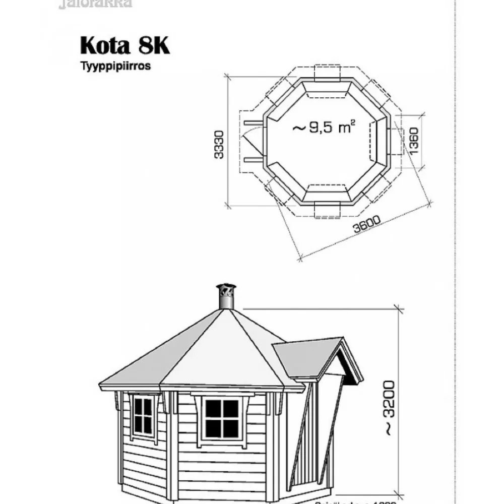 Huvimaja Kota 8-kulmainen (9,5m²)*Jalotakka Hot