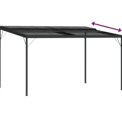 Huvimaja katolla 4x3x2,5 m alumiini ja teräs antrasiitti Paviljongit|Paviljongit