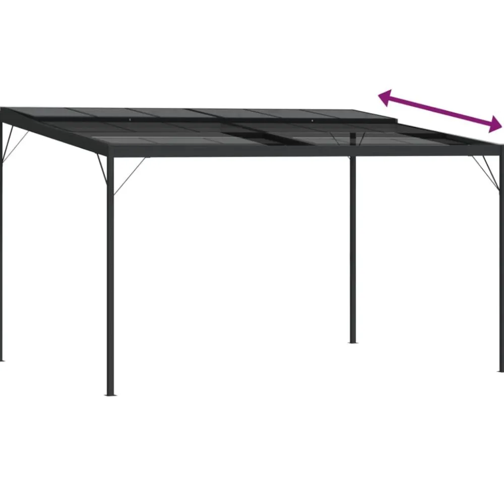 Huvimaja katolla 4x3x2,5 m alumiini ja teräs antrasiitti Paviljongit|Paviljongit