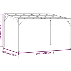 Huvimaja katolla 4x3x2,5 m alumiini ja teräs antrasiitti Paviljongit|Paviljongit