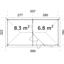 Huvimaja Melanie 6,8+8,3 m²*Palmako Sale