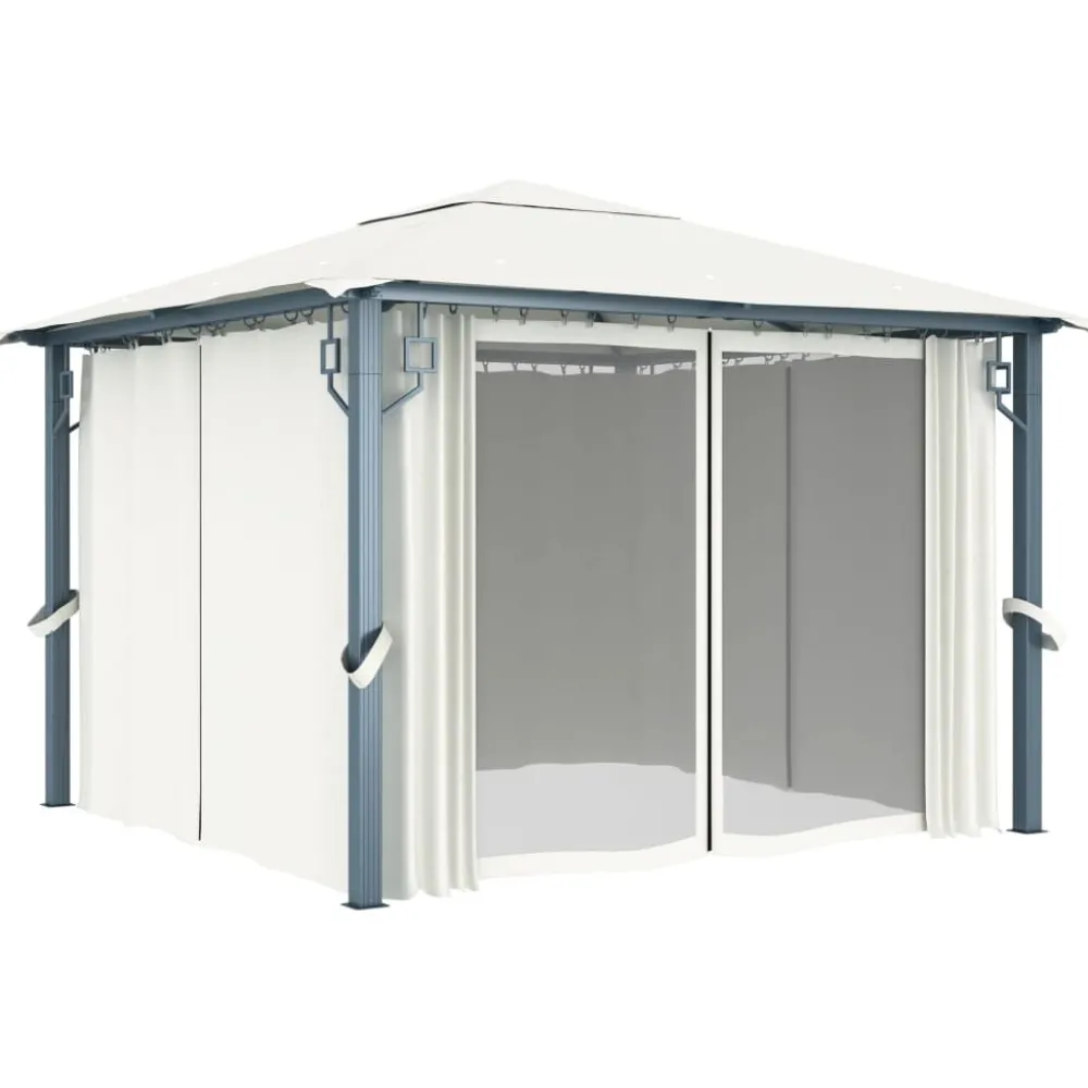 Huvimaja verhoilla ja LED-valonauhoilla, alumiini, eri kokoja ja värejä*FinePRICE Sale