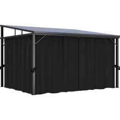 Huvimaja verhoilla 405x294x244 cm antrasiitti*FinePRICE Discount