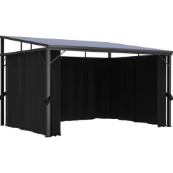 Huvimaja verhoilla 405x294x244 cm antrasiitti*FinePRICE Discount
