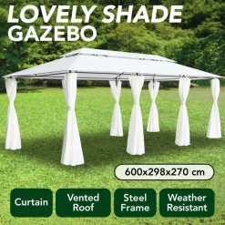 Sale Huvimaja verhoilla 600x298x270 cm 180 g/m² valkoinen Paviljongit|Paviljongit