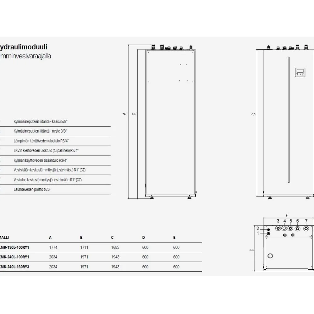 Ilma-vesilämpöpumppu DUO KMK-240L-100RY3/KHA-08RY1-B, 8kW*KAISAI