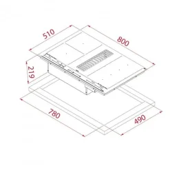 Induktiotaso liesituulettimella AFF87601MSTBK, 800x510 mm, musta*Teka
