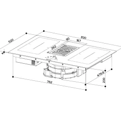 Outlet Induktiotaso liesituulettimella Galileo Smart omalla moottorilla 83cm musta Keittotasot Liesituulettimella