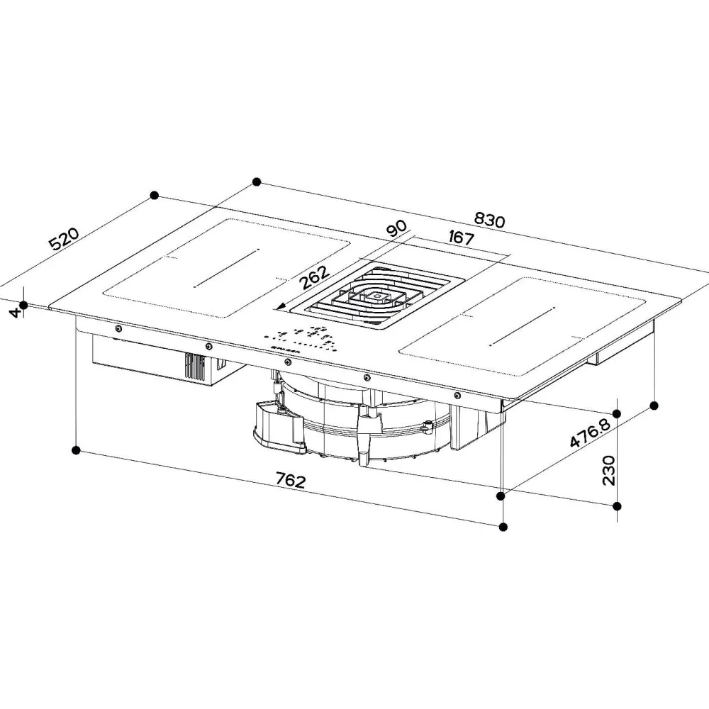 Outlet Induktiotaso liesituulettimella Galileo Smart omalla moottorilla 83cm musta Keittotasot Liesituulettimella