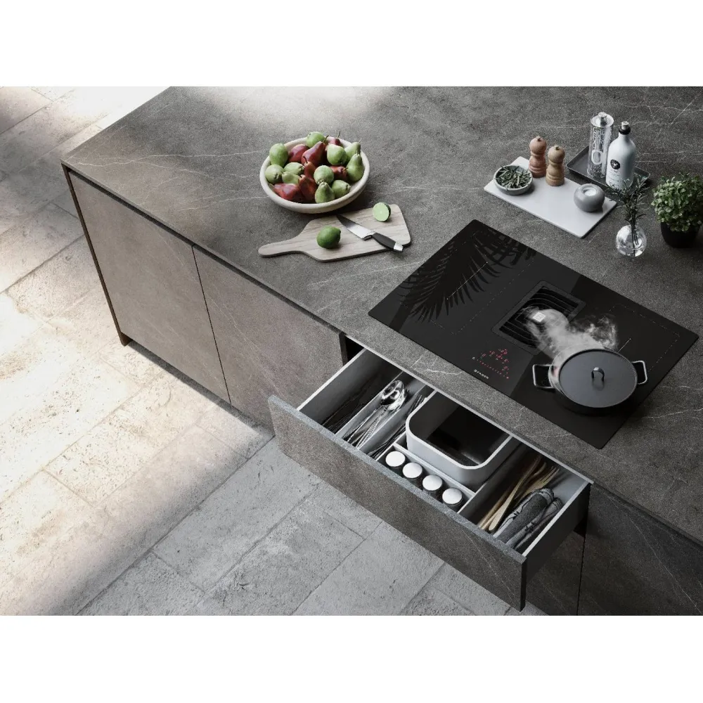 Outlet Induktiotaso liesituulettimella Galileo Smart omalla moottorilla 83cm musta Keittotasot Liesituulettimella