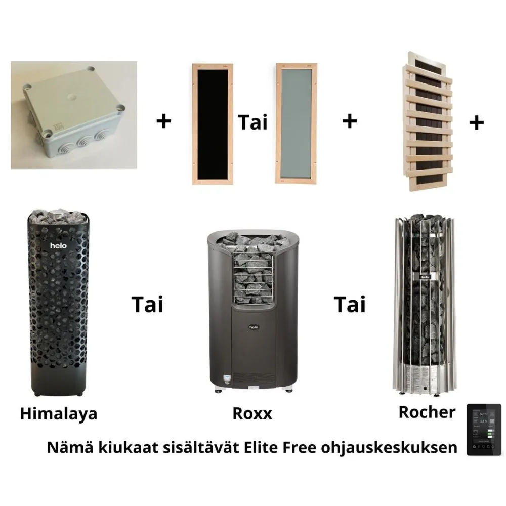 Discount Infrapunasetti IR-Kit kontaktorikotelo WE 54 (Vienna, Roxx, Rocher) Saunat