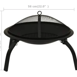 Sale 2-in-1 tulimalja/grilli ja hiilihanko 56x56x49 cm musta teräs Pihagrillit