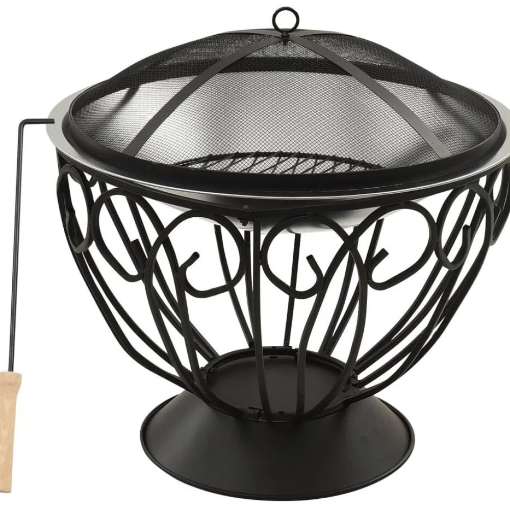 New 2-in-1 tulimalja/grilli ja hiilihanko 59x59x60 cm teräs Pihagrillit