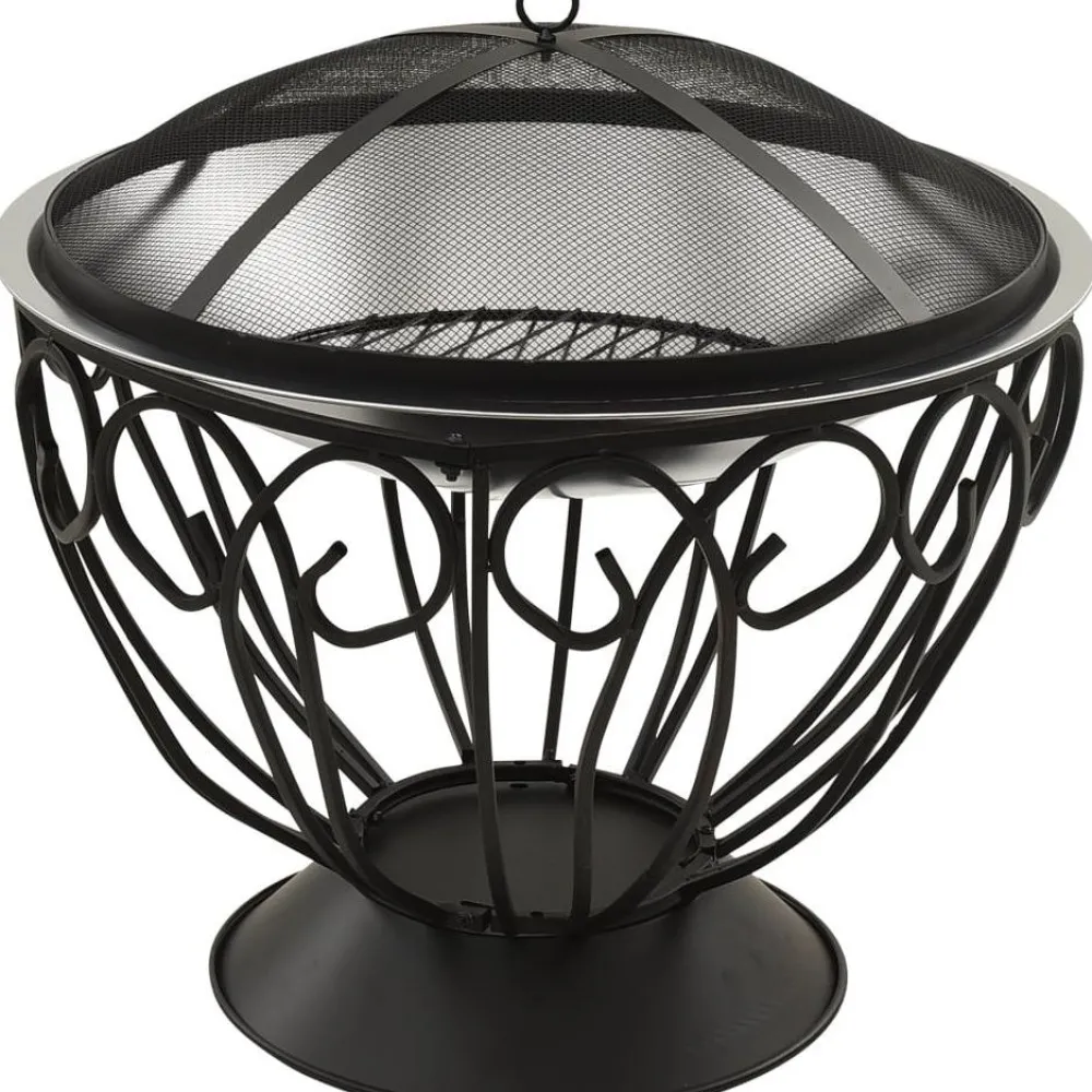 New 2-in-1 tulimalja/grilli ja hiilihanko 59x59x60 cm teräs Pihagrillit