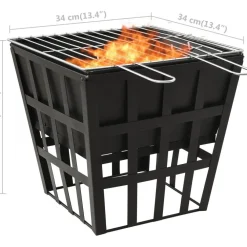 Sale 2-in-1 tulimalja/grilli 34x34x48 cm teräs Pihagrillit