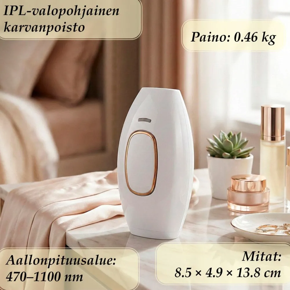 IPL valoepilaattori Pro, sis. valoimpulssilaite, käyttöohje, suojalasit ja virtapistoke*Lykke Hot