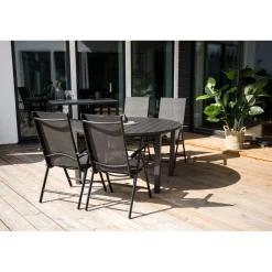 Discount Jatkettava ruokapöytä Marbella, ø140cm, musta Puutarhapöydät