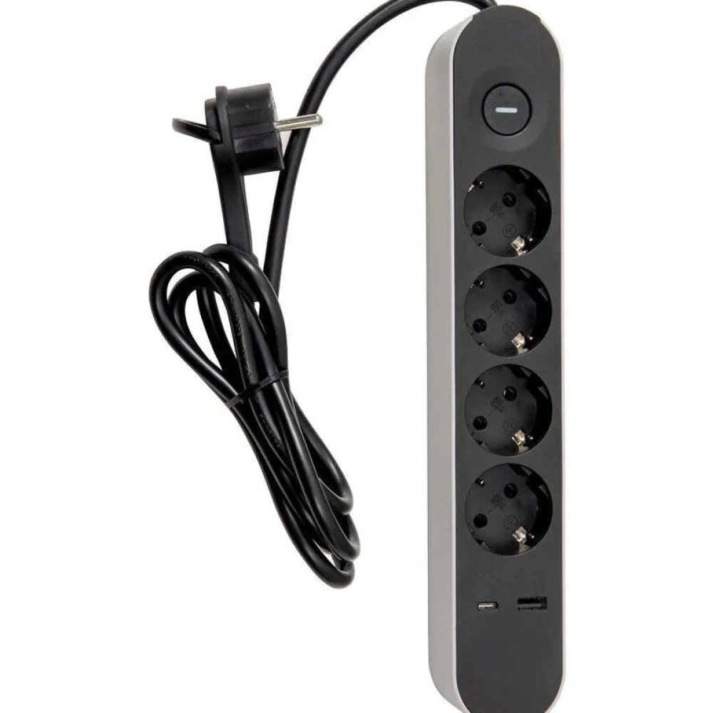Online Jatkojohto Trend, 4-osainen + USB-A + USB-C, 1.4m Jatkojohdot