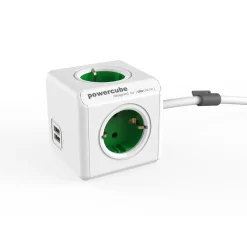 Outlet Jatkojohto PowerCube Extended USB 1,5 m 4-osainen + 2 x USB-A vihreä/valkoinen Jatkojohdot