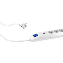 Jatkojohto 3+2 Kombi 3m 3-osainen + 2xUSB-A + kytkin valkoinen*Gelia Outlet