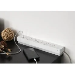 Jatkojohto 5+1+1 Kombi 2m 5-osainen + 1xUSB-A + 1xUSB-C valkoinen*Gelia