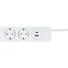 Jatkojohto 2+1+1 Kombi 2m 2-osainen +  1xUSB-A + 1xUSB-C valkoinen/harmaa*Gelia Best