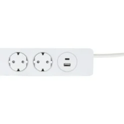 Jatkojohto 2+1+1 Kombi 2m 2-osainen + 1xUSB-A + 1xUSB-C valkoinen/harmaa*Gelia Best