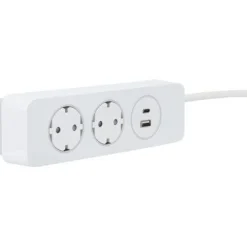 Jatkojohto 2+1+1 Kombi 2m 2-osainen + 1xUSB-A + 1xUSB-C valkoinen/harmaa*Gelia Best