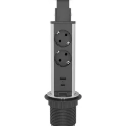 Best Jatkojohto Pop up 2+2 2m 2-osainen + 1xUSB-A + 1xUSB-C musta/harmaa Jatkojohdot