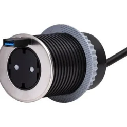 Jatkojohto Pöytäyksikkö 1+1 1,5m 1-osainen + 1xUSB-C + USB-A adapteri musta*Gelia Best