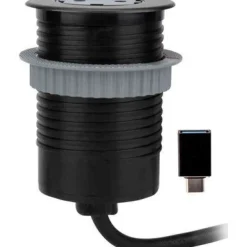 Jatkojohto Pöytäyksikkö 1+1 1,5m 1-osainen + 1xUSB-C + USB-A adapteri musta*Gelia Best