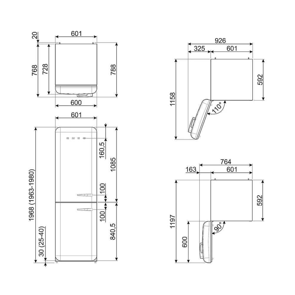 Outlet Jääkaappipakastin FAB32LCR6, 60,1cm, 234/97 l Kylmälaitteet