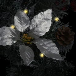 Joulukaari LED-valoilla, hopeisilla ja punaisilla koristeluilla, 90cm*FinePRICE Outlet