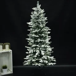 Online Joulukuusi , kapea PE/PVC, lumella ja valoilla, luokka A, 180x86cm Joulukoristeet