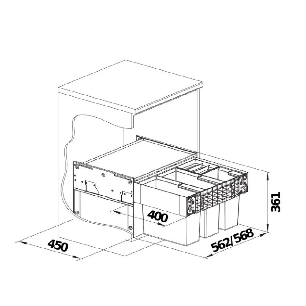 Jätevaunu Select II 60/4*Blanco Outlet