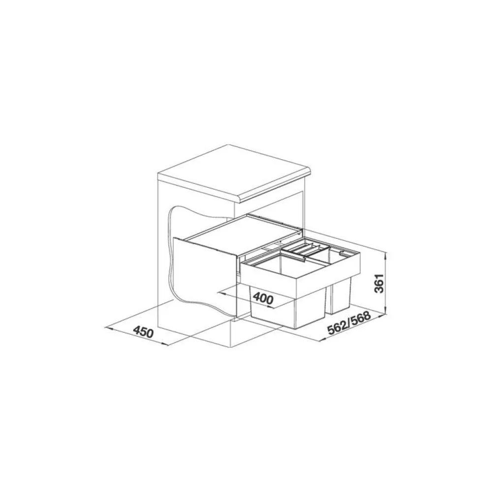 Jätevaunu Select II XL 60/3*Blanco Clearance