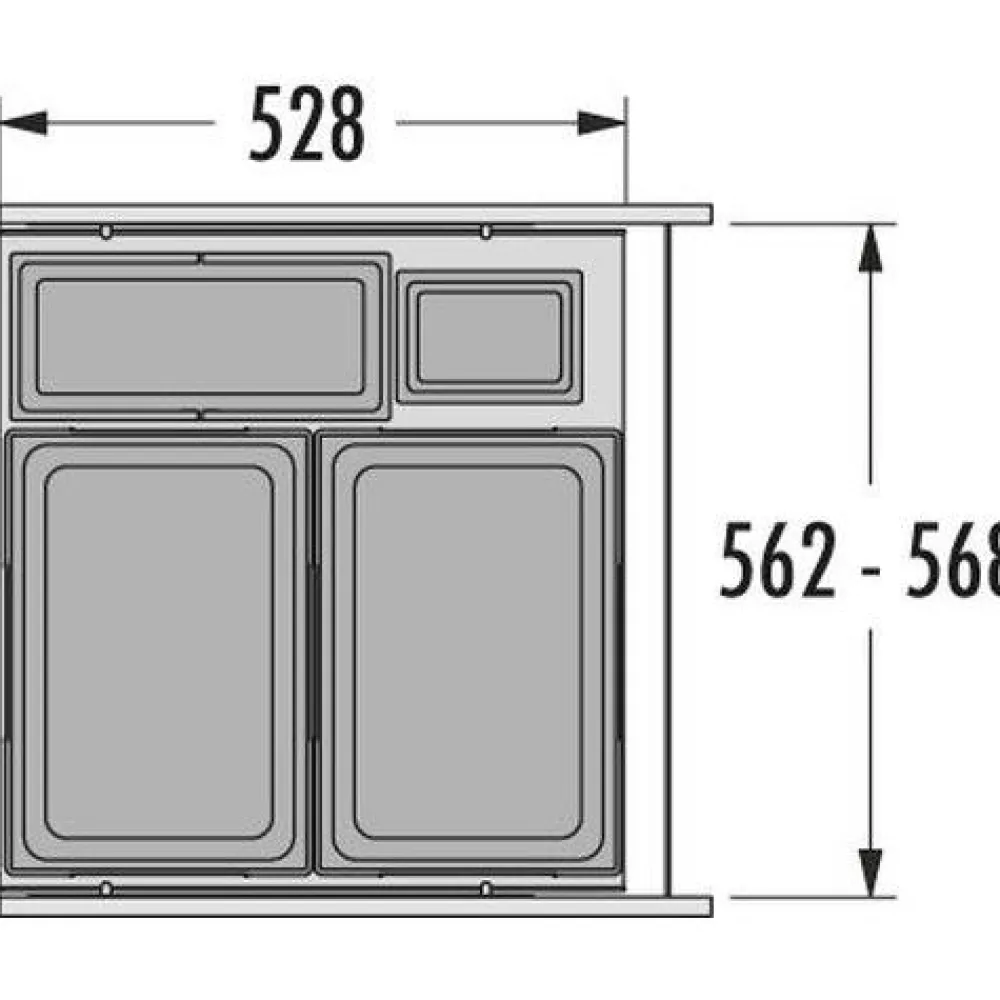 Clearance Jätevaunu EURO CARGO 60cm 2x38 + 1x12 + 1x2,5 l Jätejärjestelmät