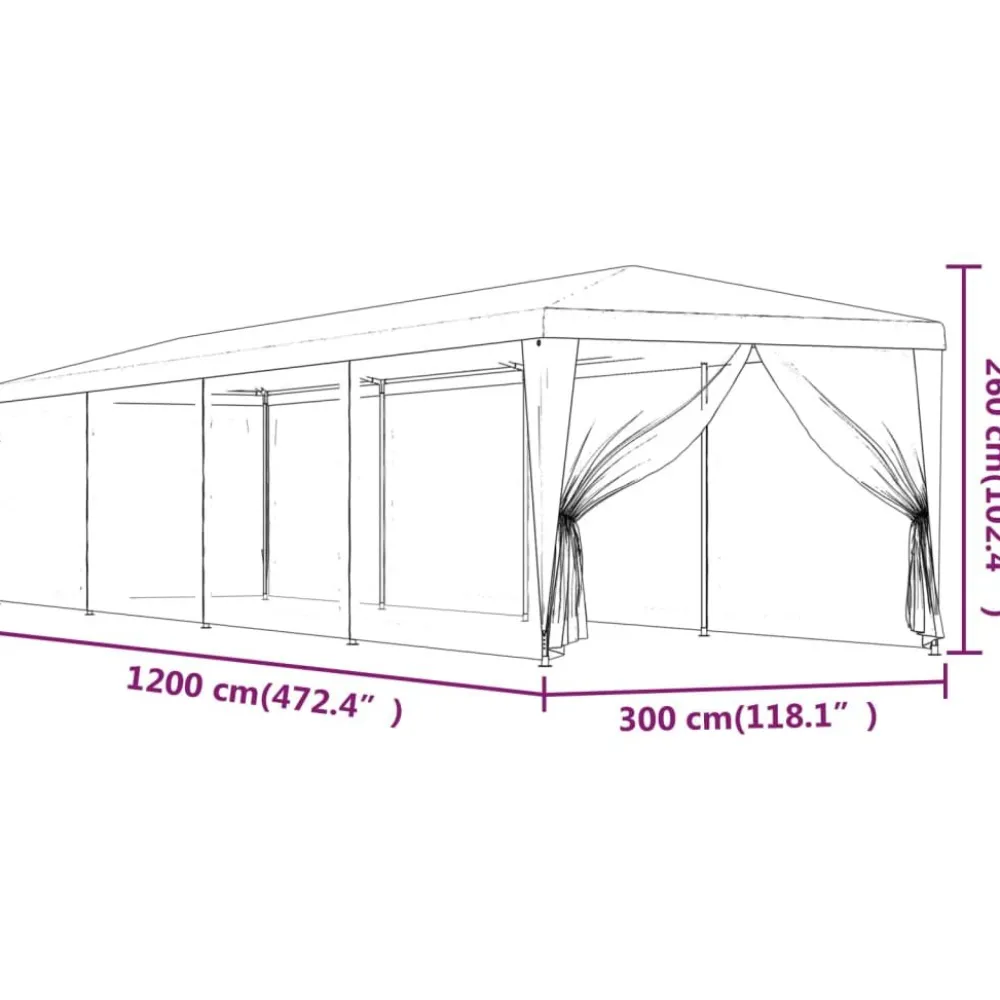 New Juhlateltta verkkosivuseinillä, HDPE, eri kokoja ja värejä (02196) Paviljongit|Paviljongit