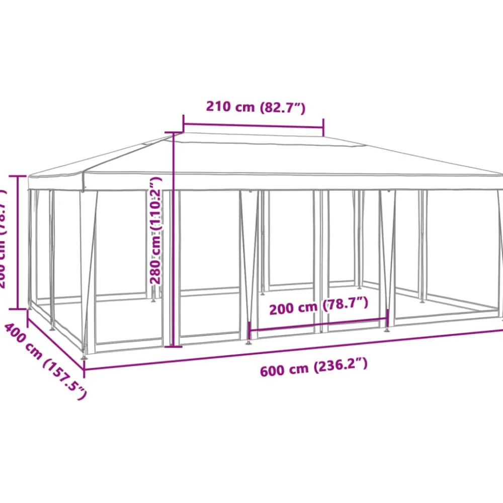 New Juhlateltta verkkosivuseinillä, HDPE, eri kokoja ja värejä (02196) Paviljongit|Paviljongit