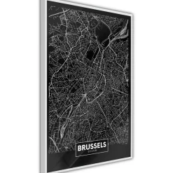 Clearance Juliste Dark Map of Brussels kehyksillä eri kokoja Taulut Ja Kehykset