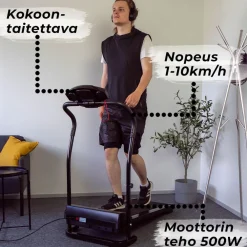 Juoksumatto moottorilla 1-10 km/h musta Juoksumatot