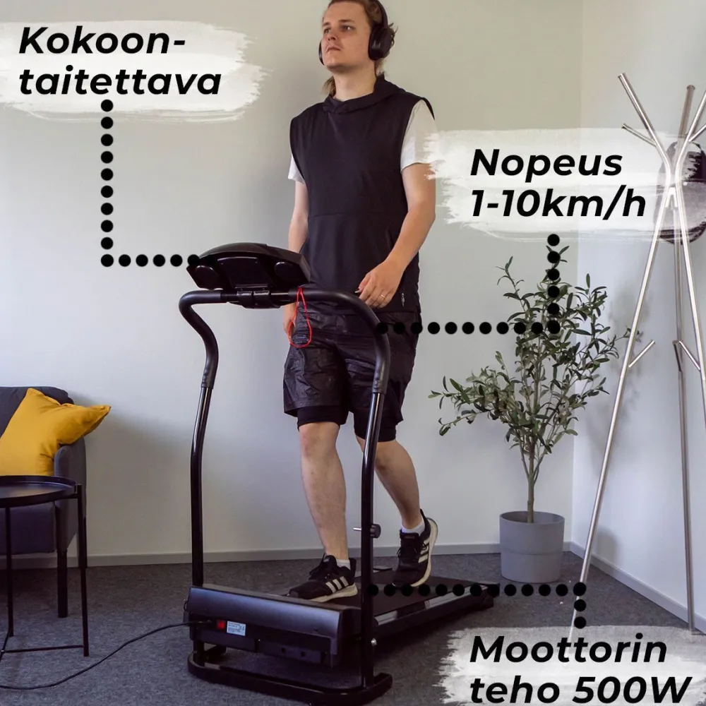 Juoksumatto moottorilla 1-10 km/h musta Juoksumatot