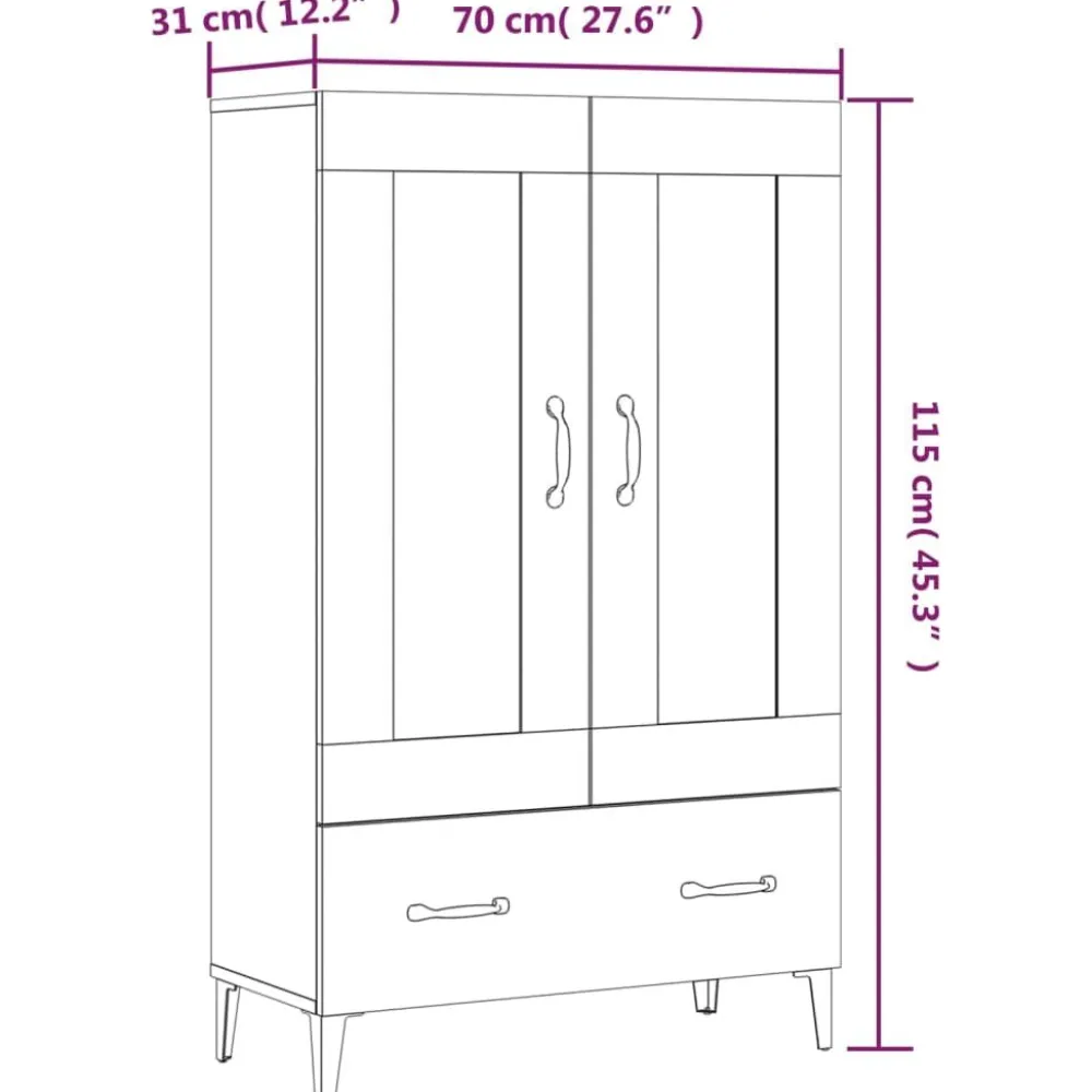 Kaappi 70x31x115 cm, tekninen puu, eri värejä*FinePRICE New