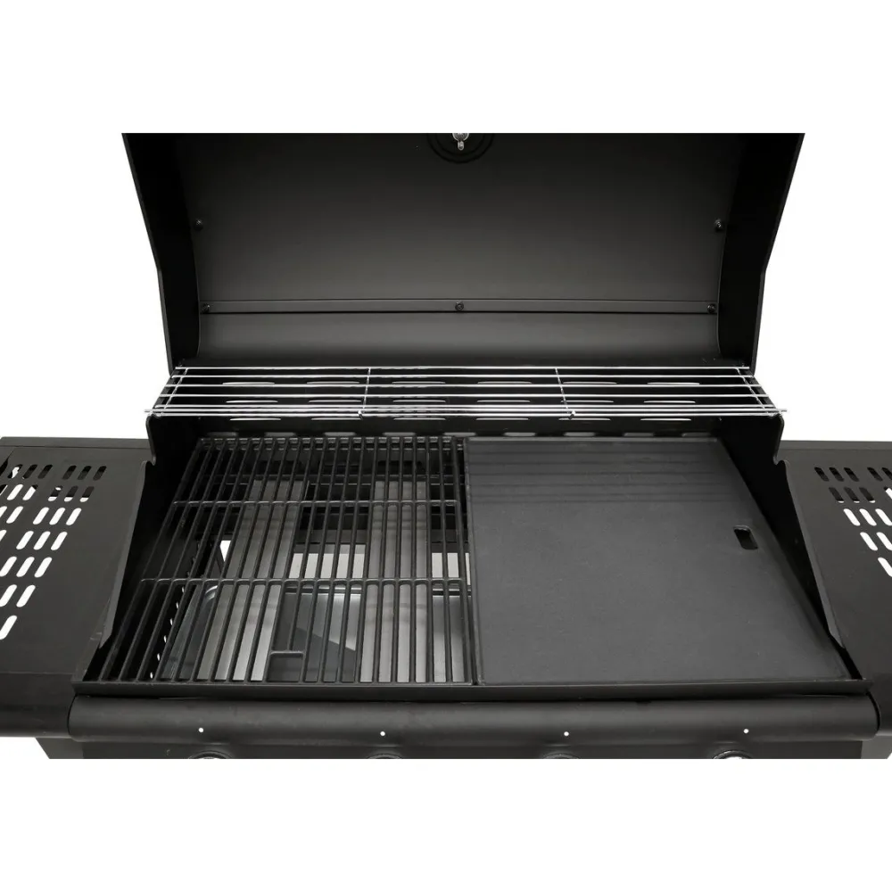 Kaasugrilli Barbeque, 4 poltinta, puutaso, musta*Dose Clearance
