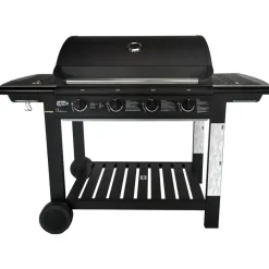 Kaasugrilli Barbeque, 4 poltinta, puutaso, musta*Dose Clearance
